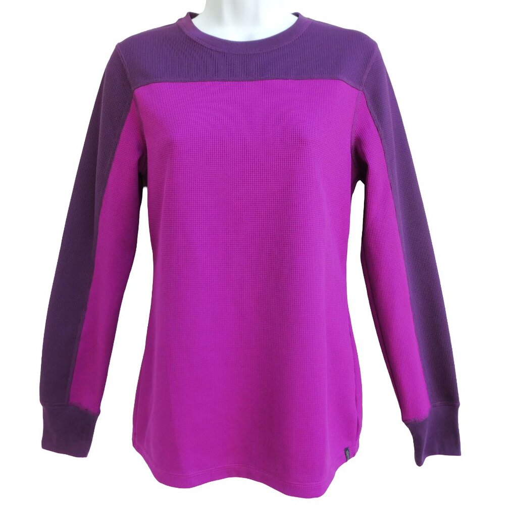 Koppen Thermal Athletic Pullover Two Tone Crewneck Knit Cuffs Purples M Medium
